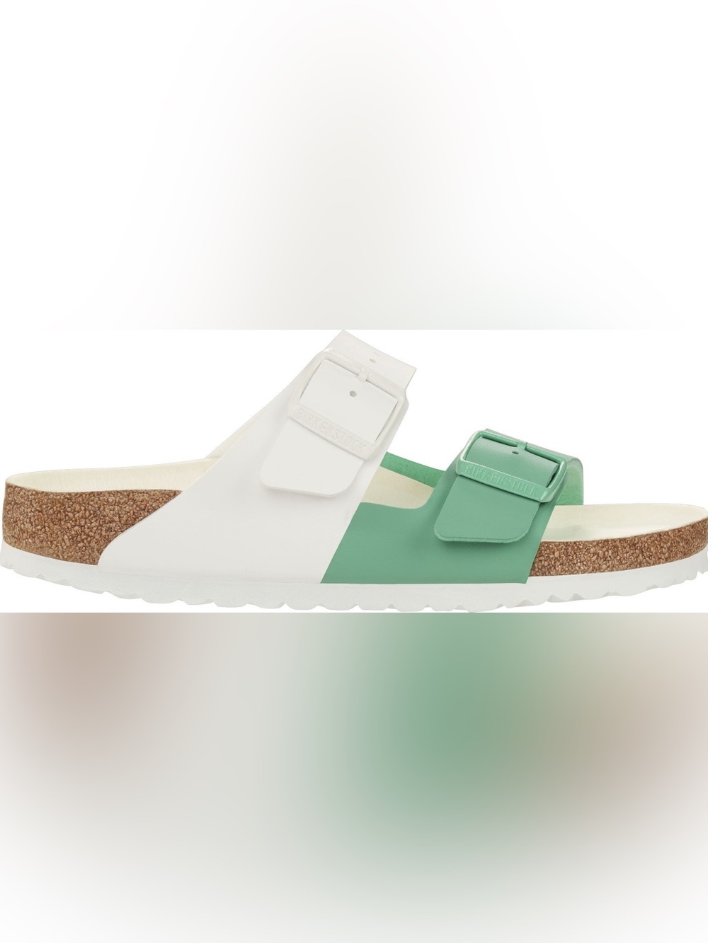 NWT Birkenstock Women's Arizona Split Birko-Flor Sandals, White & Jade, Size 42